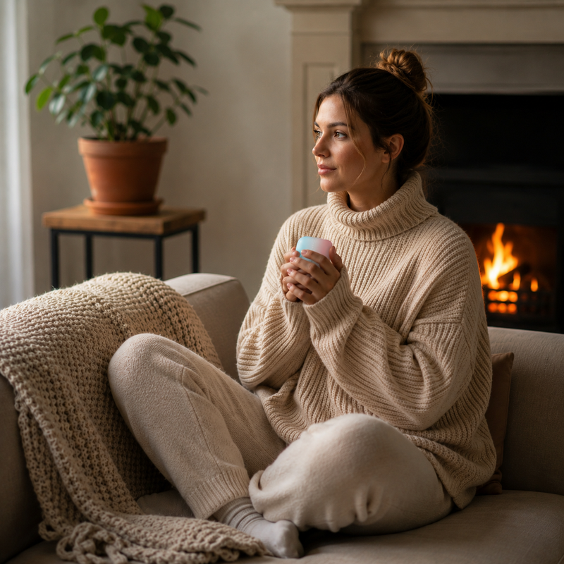 Person using Warmify Lab hand warmers at home